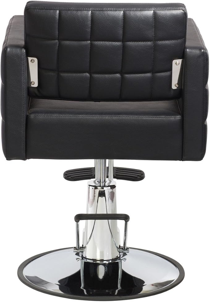 Buy-Rite Icon Styling Chair for Professional Salons & Barbershops, Modern Black Salon Seat, Wide Quilted Design, Steel Frame, Hydraulic Pump, Easy-Clean Features, YLG-192-BLK