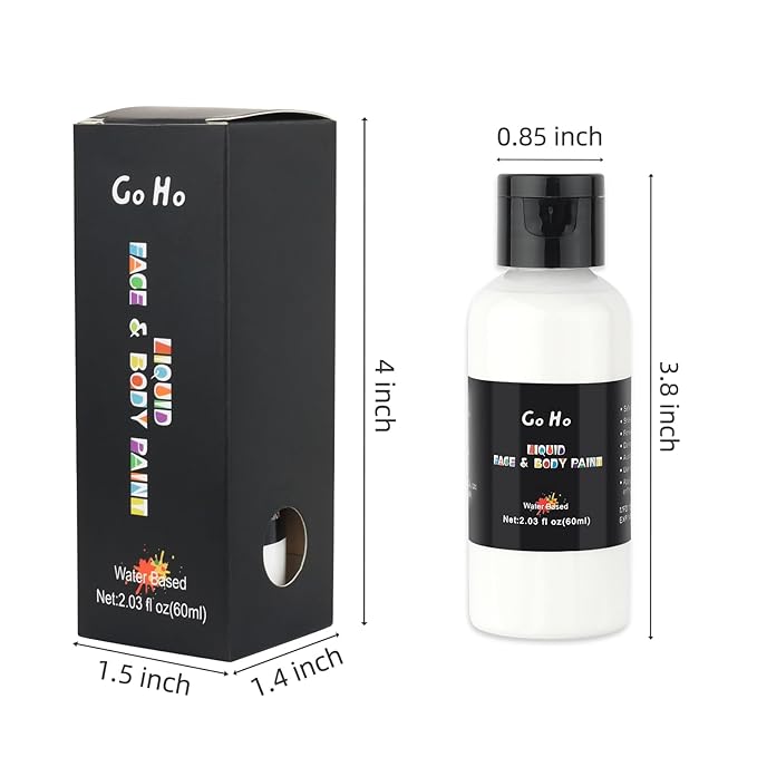 Go Ho Liquid White Face & Body Paint - Water Based, Special FX & Halloween Makeup