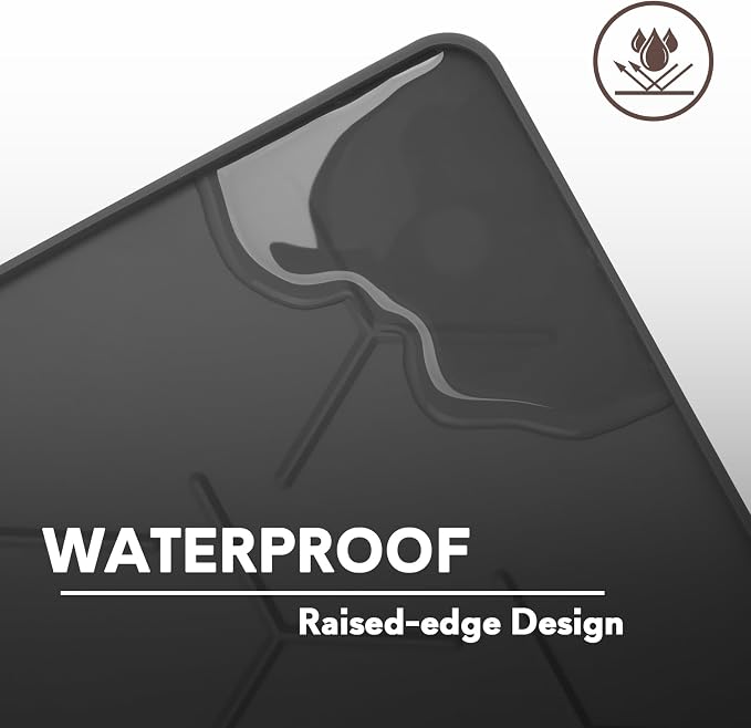 Garoopion Silicone Cat Litter Mat Large 40" X 28", Easy to Clean, Black | Large Size Waterproof Silicone Mat with Raised Edges, Catch Litter, Protect Floor from Urine, Multi-Use for Dog/Sink/Kitchen