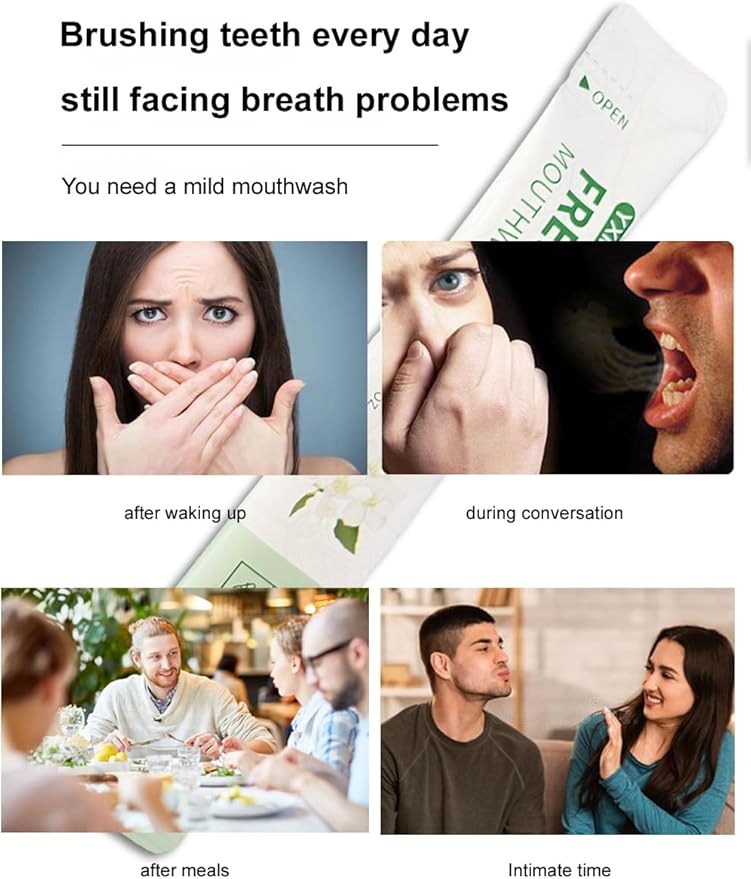 YXMGC Travel Size Mouthwash Packets – Portable, Fresh Breath Anytime, Eliminates Bad Breath, Sugar-Free, Alcohol-Free, 20 Pack × 0.4 Fl Oz