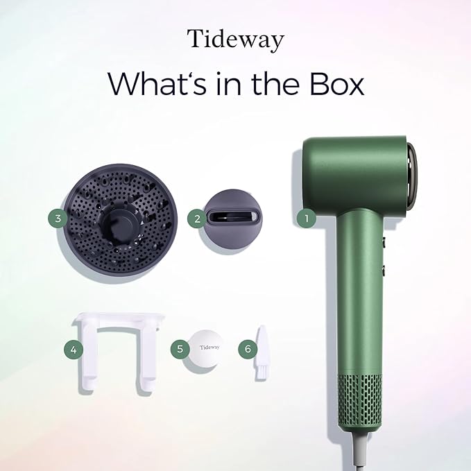 Tideway Hair Dryer Professional High-Speed Ionic Blow Dryer 110,000 RPM, Compact Hair Dryer with Magnetic Diffuser, Fast Drying with Brushless Motor Low Noise Smart Temperature Control-H11