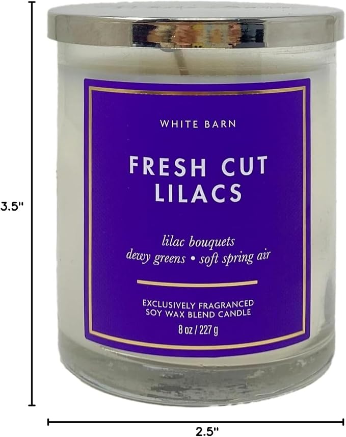 Bath & Body Works Fresh Cut Lilacs 2 Piece Single Wick Candle Set with a Natural Oats Sample Soap