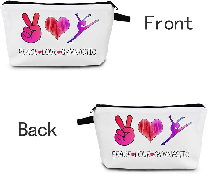 Gymnastics Stuff Gymnastic Makeup Bag Gymnasts Inspirational Gifts Gymnastic Coach Gifts for Women Sports Lovers Birthday Christmas Gifts for Her Peace love Gymnastic Cosmetic Bag
