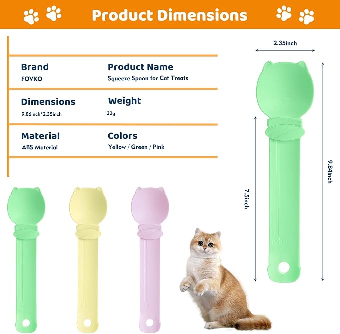 3PCS Cat Treat Spoon for Wet Food & Liquid Lickable Cat Snacks