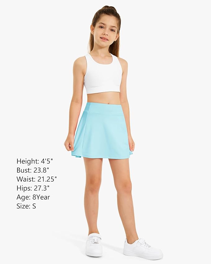 Stelle Girls Tennis Skirts with Pockets Athletic Skorts Inner Shorts High Waisted Sports Golf Running Skirt