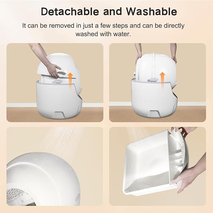 Self Cleaning Cat Litter Box, Automatic Cat Litter Box with APP Control Odor Removal Safety Protection for Multiple Cats, with Garbage Bags