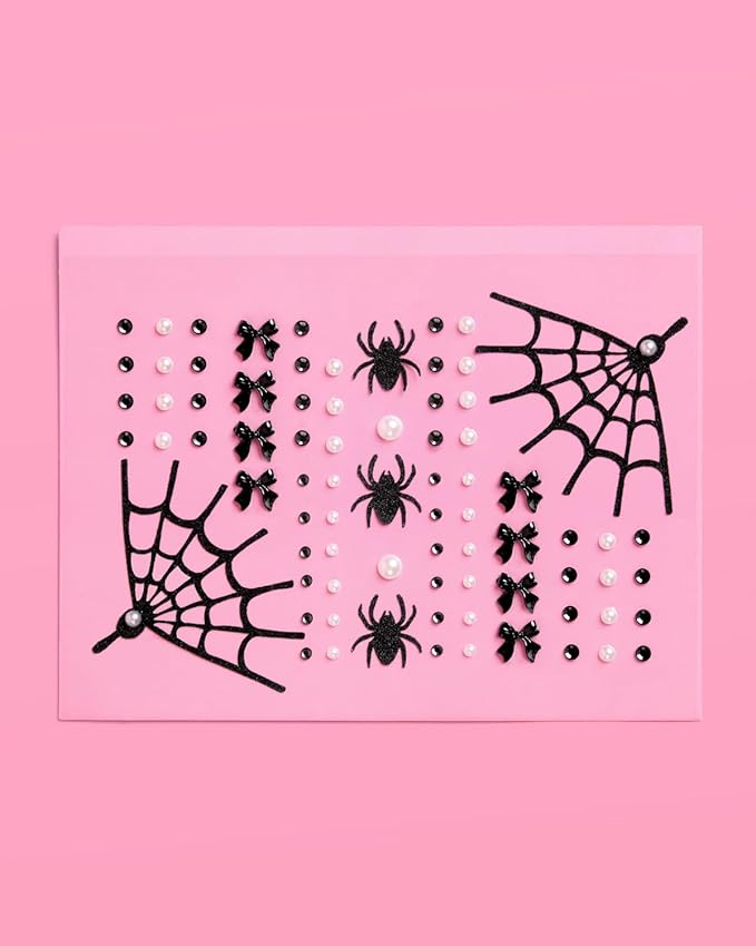 xo, Fetti Romantic Horror Face Gems - 79 pcs. | Gothic Bachelorette Face Stickers, Spooky Birthday Rhinestone Accessory, Halloween Party Decorations
