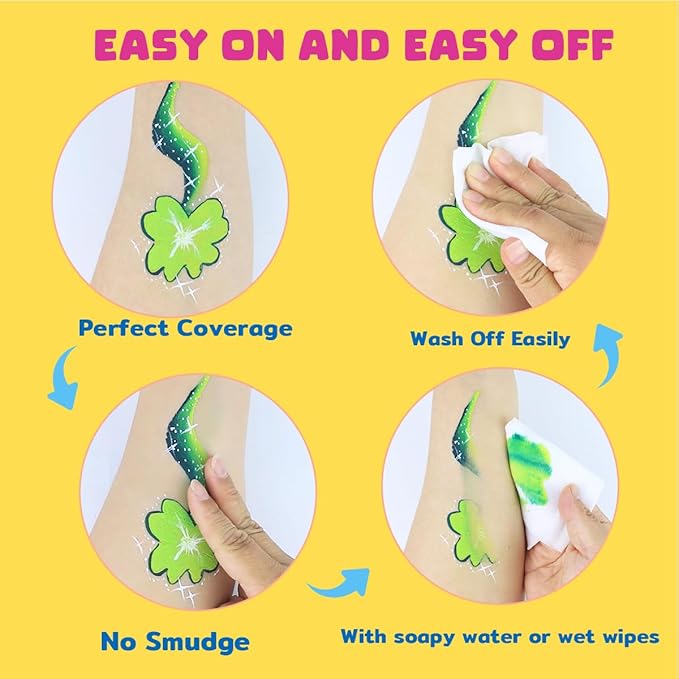 Bowitzki 10g Split Cake Face Paint Professional For Adults One Stroke Split Cake Non Toxic Rainbow Flora Dolphin Unicorn Flame Body Paint Makeup (Green)