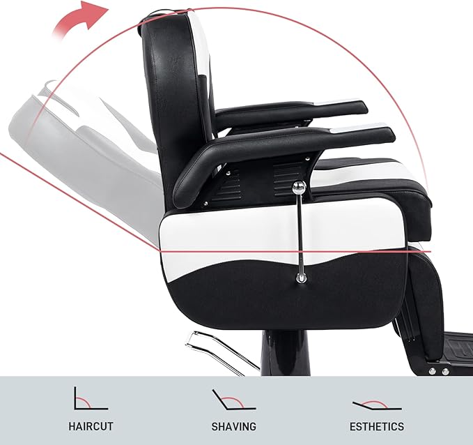 OmySalon Classic Barber Chair Reclining Hair Salon Stylist Chair All Purpose, Heavy Duty Hydraulic Pump, Adjustable Headrest, Tattoo Barbershop Beauty Spa Equipment