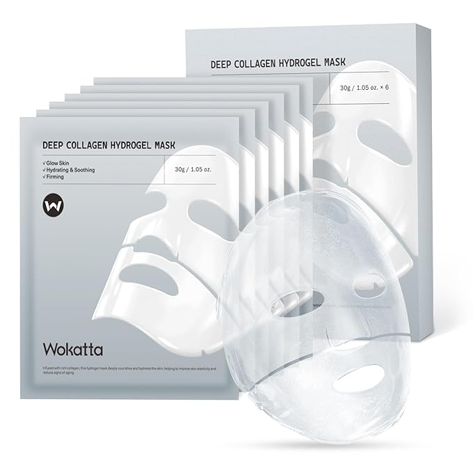 6 Pack Bio-Collagen Face Mask, Hydrating Overnight Masks, Anti-Wrinkle Face Lifting Mask for Elasticity, Pore Minimizing, Firming, Moisturizing, Real Collagen/Korean Skin Care