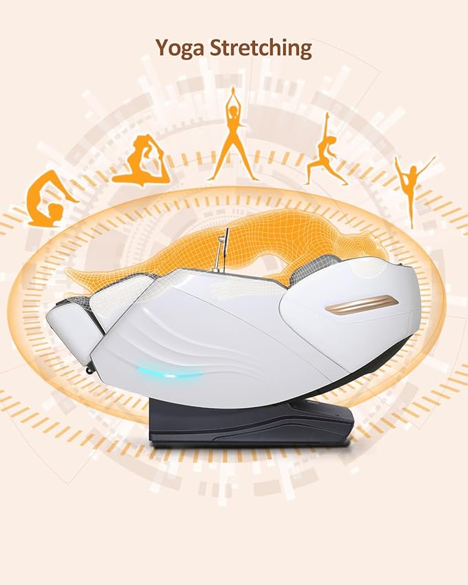 RELX 2025 Massage Chair Full Body, 20 Modes Zero Gravity SL-Track Shiatsu Massage Chair Built-in Heat System, Airbag Massage with Body Scan, Deep Yoga Stretch, Calfrest Extension and AI Control(White)