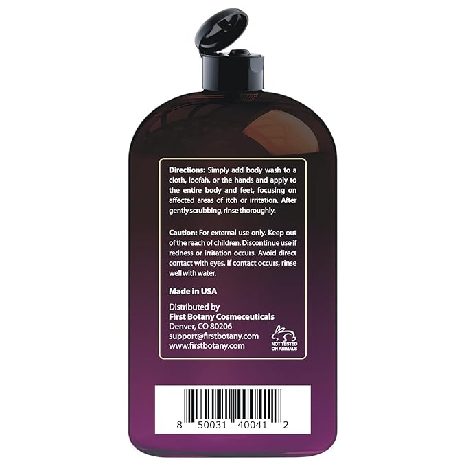 First Botany All Natural Body Wash - Fights Body Odor, Athlete's Foot, Jock Itch, Nail Issues, Dandruff, Acne, Eczema, Shower Gel for Women & Men, Skin Cleanser -16 fl oz (Passion Fruit)