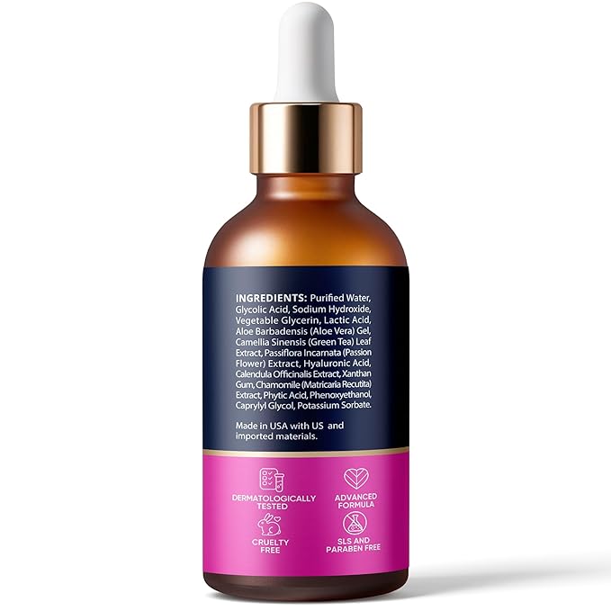 Glycolic Acid Serum for Face 15% (1 Oz) - Advanced Formula to Support Skin Radiance, Addressing Uneven Tone & Fine Lines