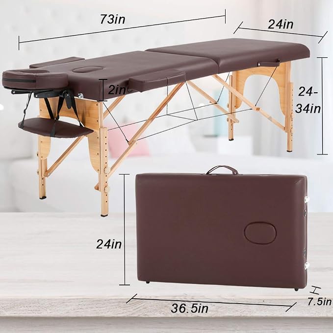 BestMassage Massage Bed Portable Massage Table 24 Inch Wide Lash Bed Height Adjustable 2 Folding Spa Table with Non-Woven Bag for Spa Footmassage Facial CareSpa Tattoo