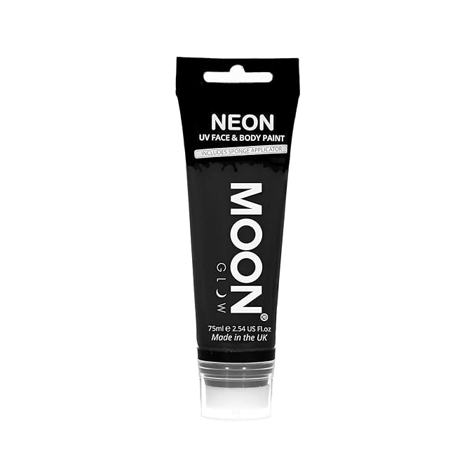 Moon Glow Supersize 2.54oz Blacklight Neon UV Face & Body Paint - Black - with Sponge applicator