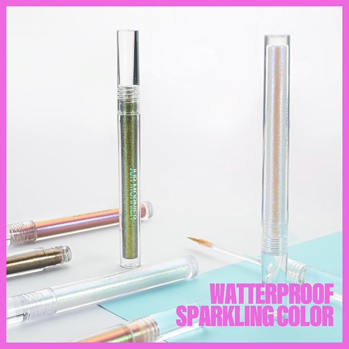 Multichrome Liquid Eyeshadow Set,3 Colors Multi-Dimensional Eye Liner Makeup,High Pigment Waterproof Metallic Eye Shadow,Ultre Fine Tip Glitter Eyeshadow (04 wonder+05 sunrise+06 dusk)