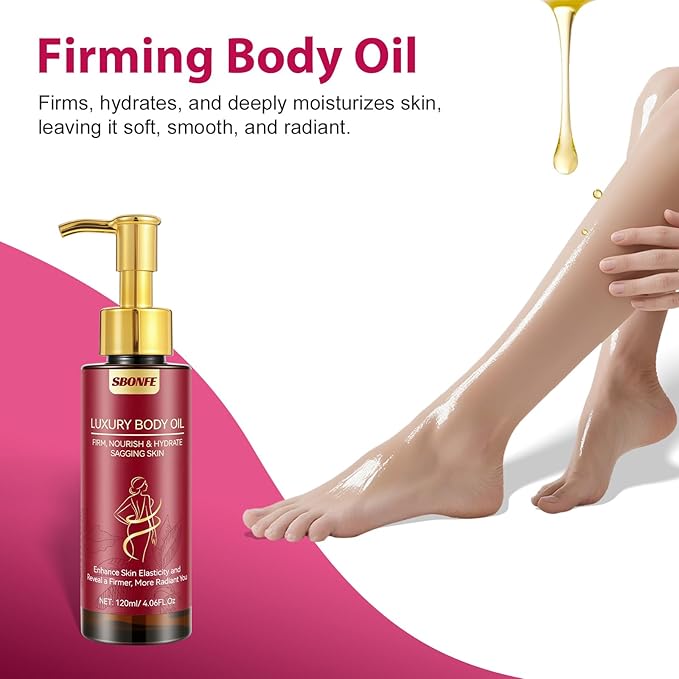 Body Firming Oil for Crepe Skin - After Shower Oil for Women, Tightening & Hydrating Treatment for Arms, Legs, Stomach & Body, Natural Formula for Dry Skin, Lightweight & Non-Greasy, 4.06 FL OZ