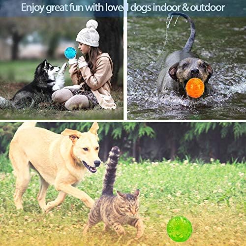 ACEONE Dog Squeaky Ball, Pet Squeak Chew Bouncy Rubber Toy Balls for Small Large Dogs Indestructible Exercise Training Playing