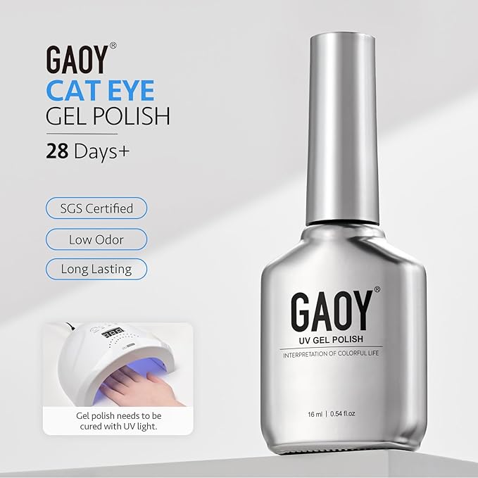 GAOY Blue Cat Eye Gel Nail Polish, 16ml Jelly Glitter Holographic Nail Polish with Magnet, Reflective Translucent UV Gel, 3269 Aurora Borealis