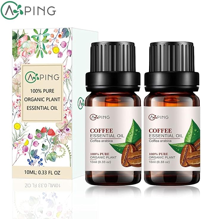 2-Pack Coffee Essential Oil - 100% Pure Organic Natural Plant (Coffea Arabica) Coffee Oil for Diffuser, Aroma, Spa, Massage, Yoga, Perfume, 2x10ML