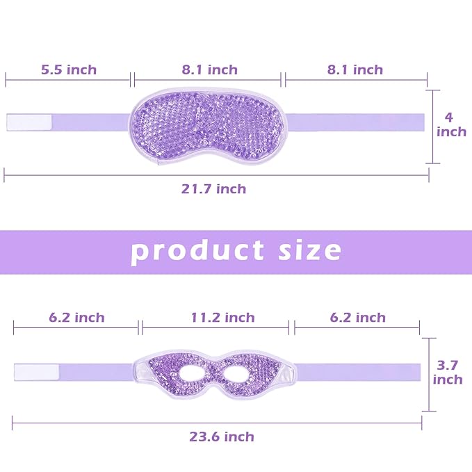 Permotary 2PCS Gel Eye Mask Reusable Hot Cold Compress Pack Eye Therapy,Therapeutic Gel Eye Spa Pad for Puffiness/Dark Circles/Eye Bags/Dry Eyes/Headaches/Migraines/Stress Relief-Purple&Pink