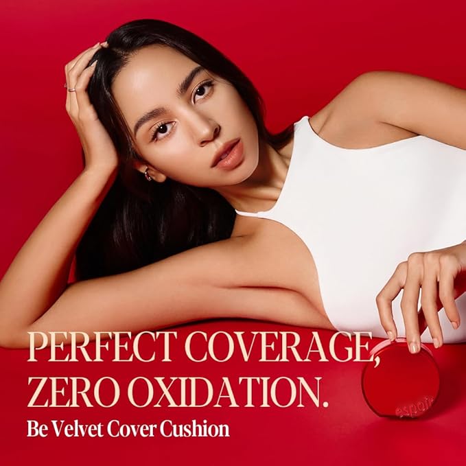 Espoir NEW Be Velvet Cushion Foundation #40.5 Deep Olive | Quick and Easy Coverage with Long-lasting Color by Zero Oxidation, Velvety Smooth Finish & Lightweight Formula, Vegan, Korean Makeup, 0.46 oz