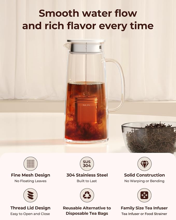 Reinmoson 2 Pack Large Tea Ball Infuser for Loose Leaf Tea & Spice Ball for Cooking Soup, 304 Stainless Steel, Threaded Lid, Chain Hook, Extra Fine Mesh Tea Strainer Ball for Herb, Iced Tea