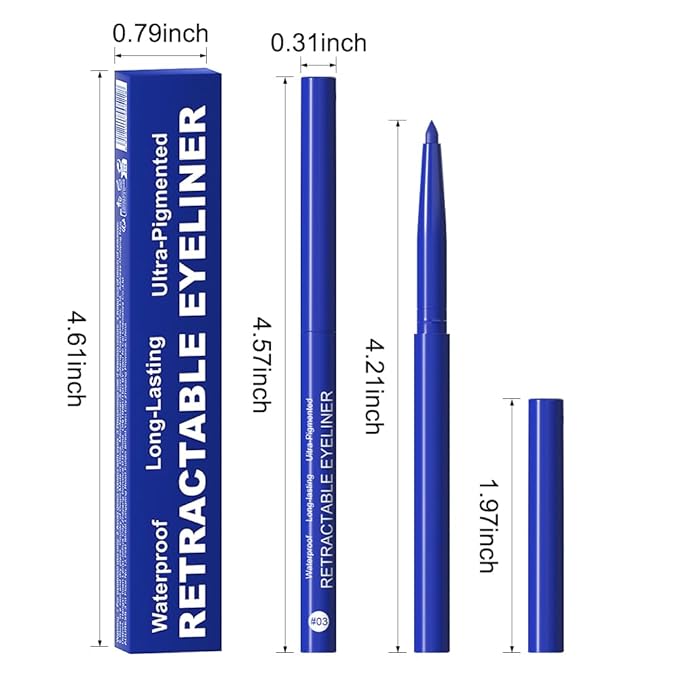 evpct Blue Eyeliner Pencils for Eyes, Royal Blue Colored Eye Liner Pencil Makeup Waterproof Smudge Proof, Colored Gel Waterline Eyeliner Liquid, Face Paint Stick Lipstick Pen Halloween Makeup