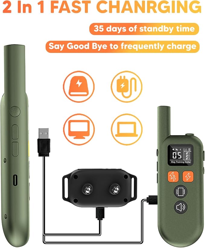 Dog Shock Collar - 3300FT Dog Training Collar with Remote, Flashing Light, IPX67 Waterproof Dog Collar with 6 Training Modes, Smart Dog E Collar for 15-120lbs Small Medium Large Dogs