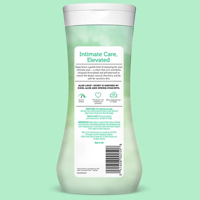 Summer's Eve Aloe Love All-Over Daily Feminine Wash, Gentle pH-Balanced Body Wash for Women Removes Vaginal Odor, 15 Fl Oz, Pack of 3