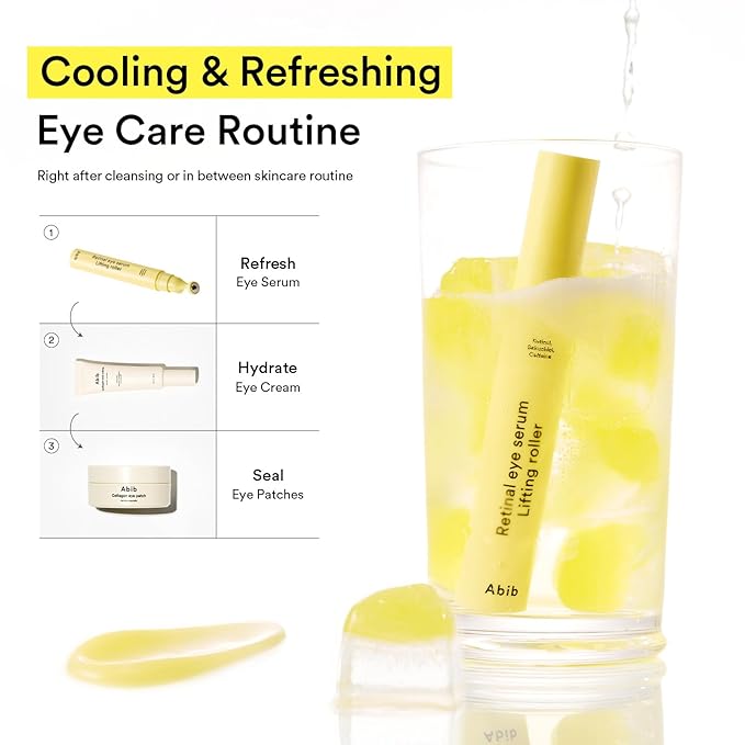 Abib Eye Treatment Duo – Collagen Eye Cream Tube + Retinal Eye Serum Roller for Dark Circles & Puffiness