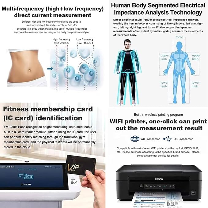 Body Scanner Composition Analysis Machine,10.1 inch HD Touch Bioimpedance Analysis Machine,with Printer+Human Body Test Report, Precise Measurement