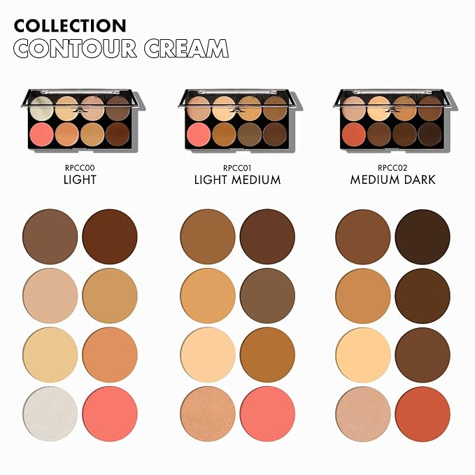 Ruby Kisses 3D Face Creator Cream Foundation & Concealer, 12 Hours Long Lasting, Medium to Full Coverage, Non-Greasy, Ideal for Makeup & Contour Palette (Light Medium)