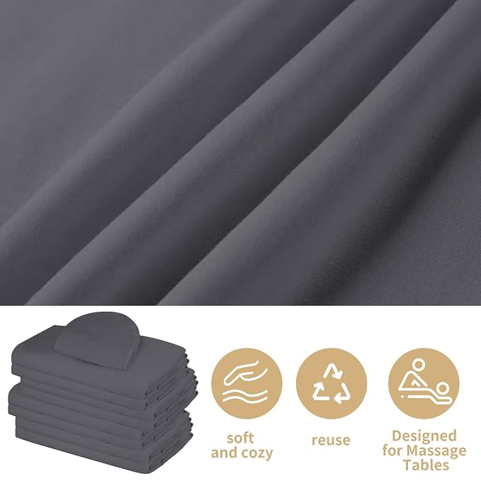 4 Sets Premium Microfiber Massage Table Sheets Set 3 Piece Set Includes Massage Table Cover Fitted Sheet and Fitted Face Rest Cover, Gray