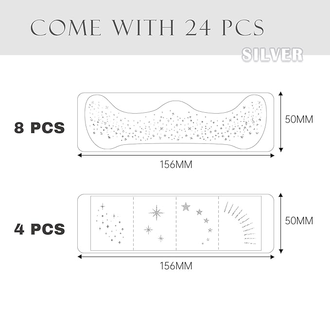 Glitter Freckles, 24PCS Glitter Freckles Face Tattoo, Sparkle Freckles for Women, Waterproof Gold Temporary Face Tattoos Glitter Glow Up Patches Makeup Patches (Gold & Silver)