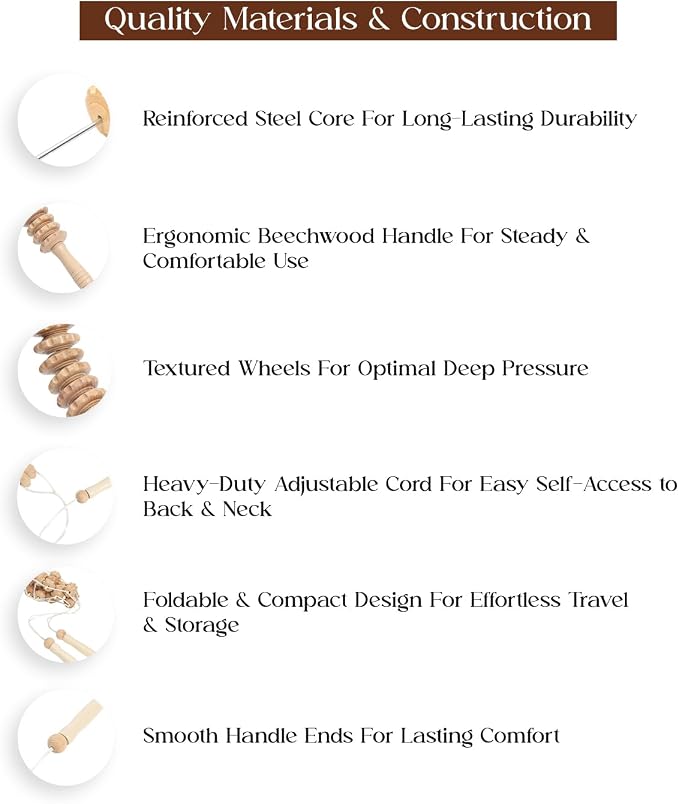 Wood Therapy Massage Tools, Lymphatic Drainage Curved Roller Stick, Neck Massager, Foam Roller, Back Scratcher, Rope Massage Kit, Back Massager for Relaxation