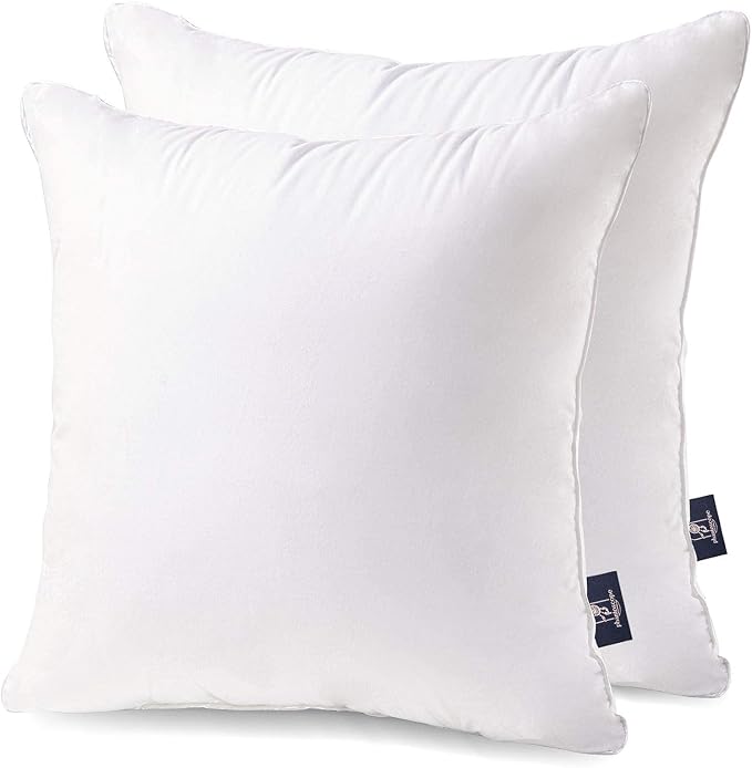 Phantoscope Throw Pillow Insert with 100% Cotton Cover, 26x26 Inch, 2 Pack | Soft Supportive Throw Pillows for Couch Bed, Hypoallergenic Breathable Pillows Inerts, Square Decorative Cushion Sham Stuffer