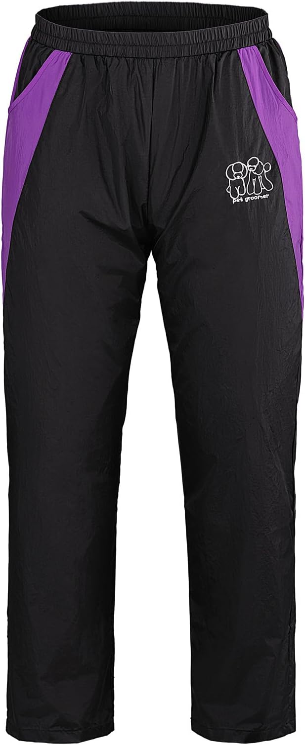 Pet Groomer Trousers with Pockets, Elastic Waist, XL Size, Full Length | Anti-Static & Splash Proof Pet Beautician Uniforms, Hair Repellent Smock & Trousers for Professional Dog Cat Grooming Salon