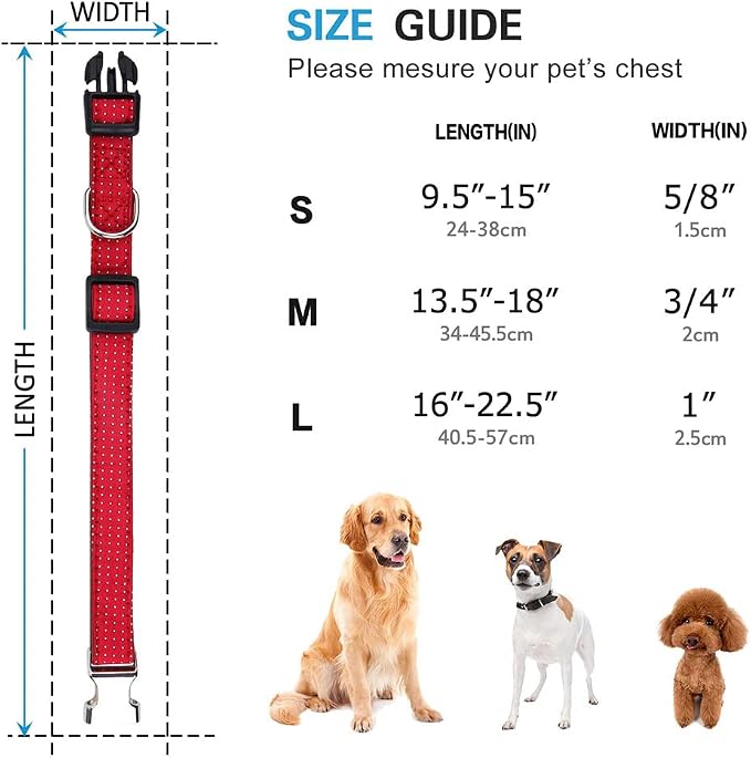 Dog Collar with Bow Tie for Girl or Boy Gift Soft Durable Bowtie Red Dot Large