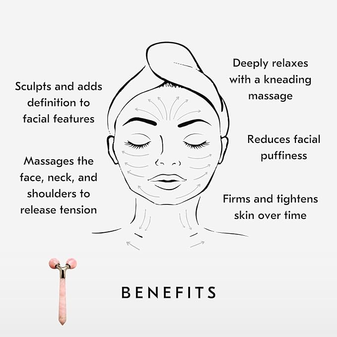 Mount Lai Rose Quartz Tension Melting Facial Massager for Face & Neck – Face Roller to Relieve Tension, Soothe Stress, Improve Circulation & Enhance Skin Radiance