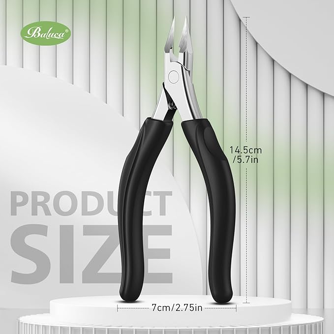 BALUCA Professional Straight Edge Toenail Clippers for Thick Nails & Ingrown Toenails - Heavy Duty Long Handle Nail Clippers for Seniors and Adults with Precision Design for Pain-Free Grooming,Black