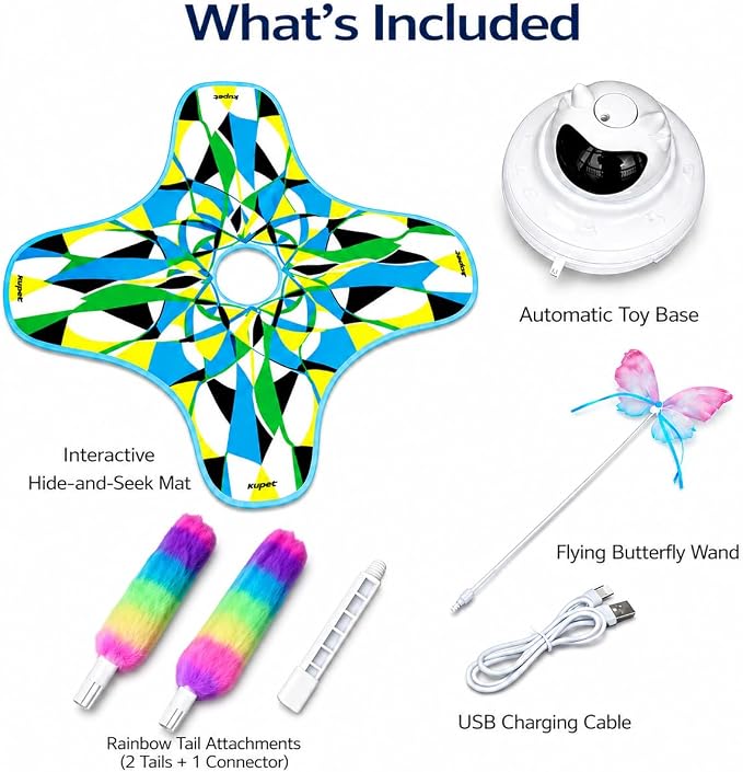 Interactive Cat Toy for Indoor Cats, Rechargeable 3-in-1 Hide & Seek Toy