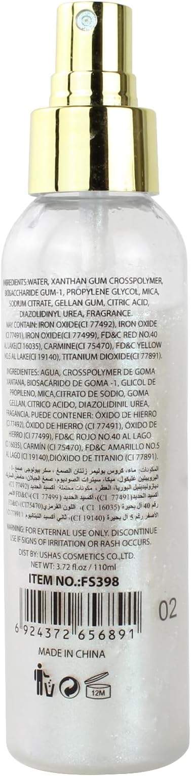Glitter Spray for Hair and Body, Glitter Body Spray, Glitter Spray for Clothes, Quick-Drying Waterproofing Body Shimmer Suitable for Festival Rave 3.72fl Oz (White, 3.72 fl oz)