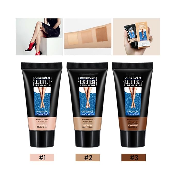 MAEPEOR 3 Colors Body Bronzers Waterproof No Transfer Flawless Looking Leg Makeup Light Leg and Body Scar Cover up Makeup/Tattoo Cover Up (30ML,01 Fairest Glow)