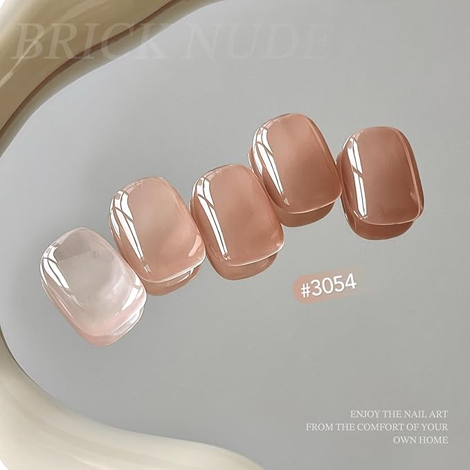 GAOY Nude Jelly Gel Nail Polish, 16ml Sheer Translucent Netural Soak Off Gel Polish, UV Light Cure for Nail Art DIY at Home, 3054 Brick Nude