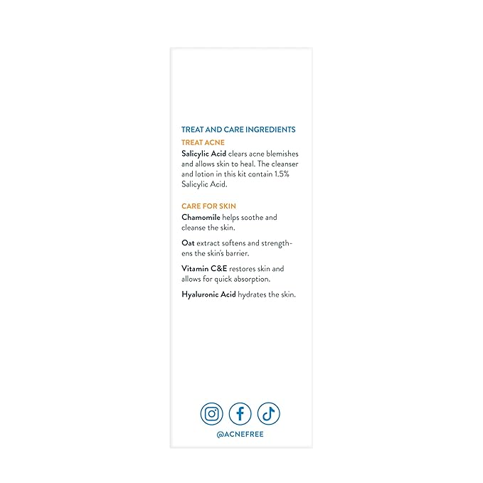 AcneFree 24Hr Acne Clearing System for Sensitive Skin, 3-Step Kit with 1.5% Salicylic Acid – Gentle, Alcohol-Free Cleanser, Toner & Lotion for Acne-Prone Skin, Dermatologist Recommended