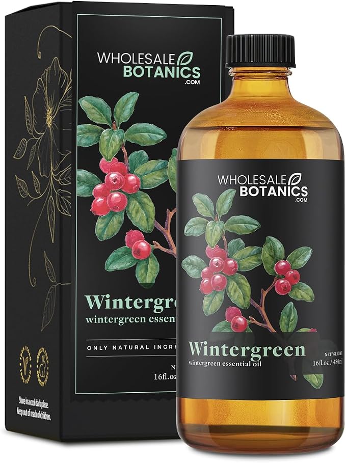 Wintergreen Essential Oil by Wholesale Botanics | Premium Grade 100% Undiluted Essential Oil | for Aromatherapy, Soaps, Lotions, & Candles | Vegan & Cruelty Free (16 Fl Oz)