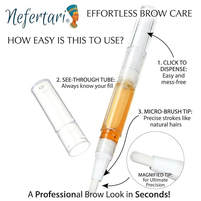 Nefertari Eyebrow Growth Serum: Eyebrow Oil to Grow Brows with Advanced Formula to Boost Longer Fuller and Thicker Natural-Looking Brows – Vegan, Cruelty-Free 15 mL triple Size