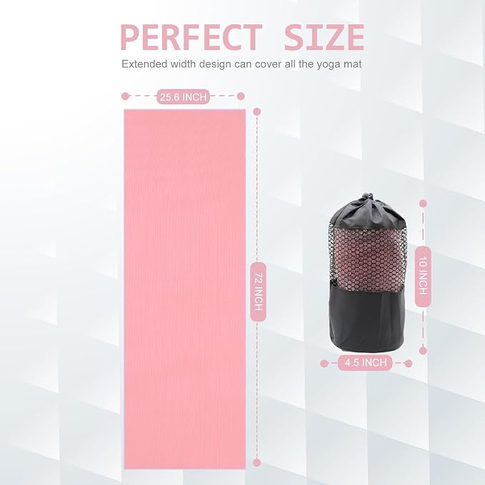 Eunzel 2 Pack Hot Yoga Towel with Grip Dot, Non Slip Yoga Mat Towe Sweat Absorbent Towel for Hot Yoga,Bikram, Pilates and Fitness 72" x 24", Taro Purple/Pink