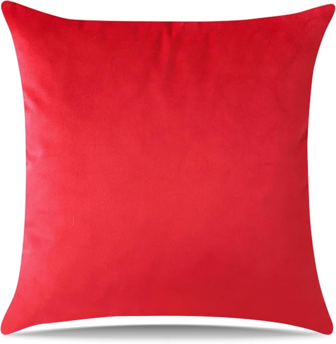 Artscope Luxury Velvet Pillow Covers Decorative Square Pillowcases Soft Solid Cushion Cases for Couch Sofa Bedroom Home Decor 20x20 Inch Red
